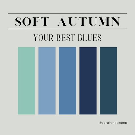 Save this for choosing your best BLUE fashion, makeup and accessories if your color season is autumn! 🍁 Which blues do you love to wear?… | Instagram Soft Autumn Pantone, Kibbe Body Types, Muted Autumn, Soft Autumn Palette, Makeup And Accessories, Soft Autumn Color Palette, Autumn Palette, Deep Autumn, Dark Autumn