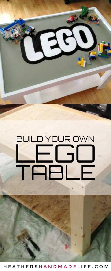 Lego Table Plans, Lego Tables With Storage, Diy Lego Table With Storage Small Spaces, How To Build A Lego Table, Diy Lego Table For Older Kids, Lego Table Diy Homemade, Lego Table For Older Kids, Lego Table Ideas, Diy Lego Table With Storage