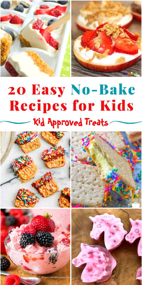 No Bake Recipes For Kids, Easy No Bake Recipes, Recipes Kids Can Make, Preschool Cooking, Recipes For Kids To Make, Resepi Biskut, Baking Recipes For Kids, Cake Recipes For Kids, Easy Snacks For Kids