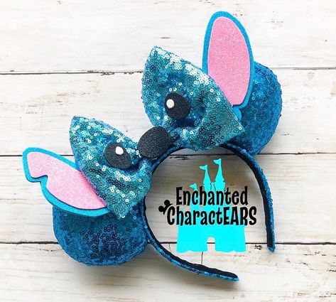 Stitch Mouse Ears, Custom Minnie Ears, Stitch Disney Ears, Stitch Things, Stitch Party, Stitch Quotes, Stitch Ears, Diy Disney Ears, Disney Ears Headband