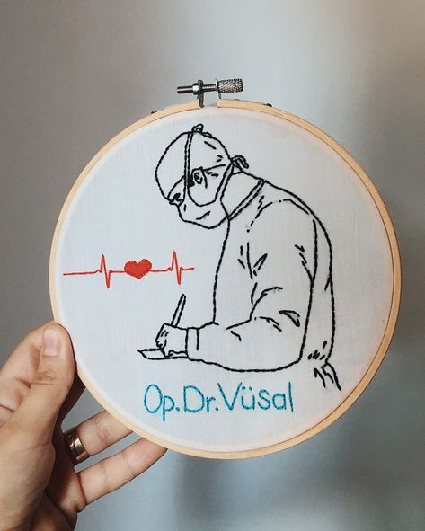 Needlework embroidery Doctor Embroidery, Medical Embroidery, Medical Artwork, Fancy Napkin Folding, Cushion Embroidery, Funny Baby Quotes, Beautiful Art Paintings, Embroidery Gifts, Needlework Embroidery