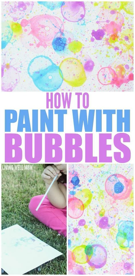 12 Easy Summer Crafts for Kids on Love the Day Paint With Bubbles, Easy Summer Crafts For Kids, Easy Summer Crafts, Bubble Activities, Bubble Painting, Camp Crafts, Painting Activities, Summer Crafts For Kids, Bubble Art