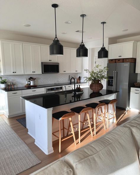 Happy August + Kitchen Views 🌤️🌿 Sharing some stills of one of my favorite views in my home: my kitchen 🤎 Comment “AUGUST” for a direct link to shop this post 🫶🏼 Kitchen Styling, West Elm Lighting, Kitchen Island, Counter Stools, McGee & Co Vase, Modern Organic Home #kitchenisland #westelmstyle #transitionalhomestyle #neutralhome Small Kitchen Open Concept, Mcgee And Co Kitchen, Island Counter Stools, Henry Pendant, West Elm Lighting, Marble Interior Design, Transitional Home Style, Lighting Kitchen Island, Kitchen Island Counter