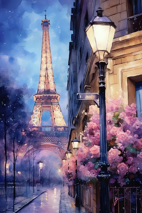 Romantic Glow, by Greg Collins Parisian Painting, Paris Art Painting, French Classes, Torre Eiffel Paris, Eiffel Tower Painting, Painting Paris, Paris Artwork, From Paris With Love, Parisian Art