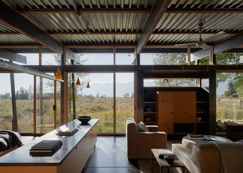 Eric Logan adds steel roof to his home in the Rocky Mountains Jackson Wyoming, Simple Building, Steel Roof, Glazed Walls, Wood Shingles, Wood Cladding, Own House, Architect House, House Roof