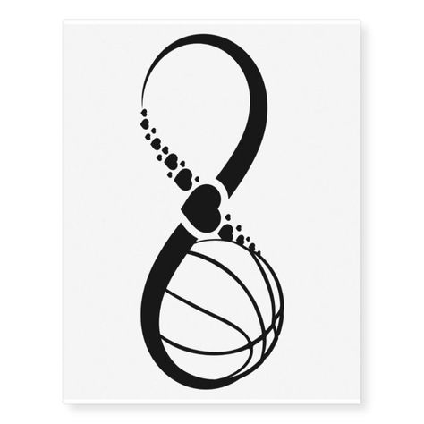 Basketball Love Infinity Temporary Tattoo | Zazzle.com Basketball Tattoos, Basketball Love, Puzzle Tattoos, 12 Tattoos, Private Tattoos, Simple Tattoos For Guys, Black Girls With Tattoos, Tattoo For Son, Infinity Tattoos