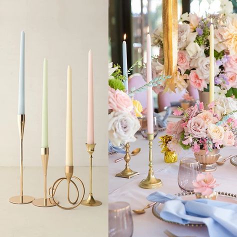 Candle Table Setting, Pink Taper Candles, Colored Taper Candles, Pastel Candle, Banquet Decor, Dripless Candles, Candle Sticks Wedding, Candle Table Decorations, Long Candles