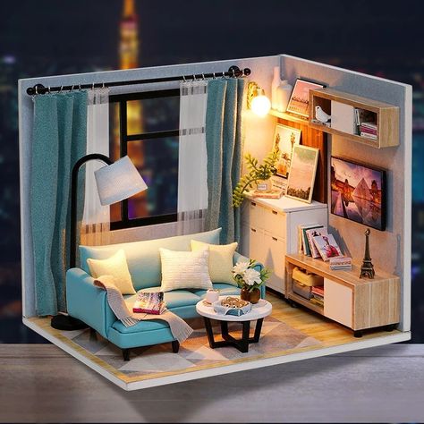 Doll House Living Room, Miniature Dollhouse Diy, Miniature Living Room, Diy Miniature House, Miniature Dollhouses, Furniture Led, Wooden Doll House, Dollhouse Building, Design House Stockholm