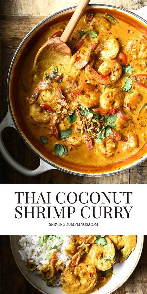 Pin on Favorite Places & Spaces Dinner Recipes For 10 People, Thai Coconut Shrimp, Shrimp Curry Recipe, Coconut Shrimp Curry, Seafood Ideas, Shrimp Curry, Easy Curry, Curry Shrimp, Coconut Sauce