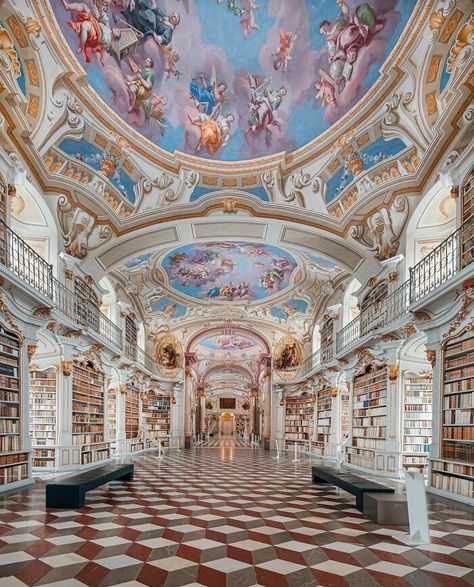 Admont Abbey Library Admont, Austria C. 1776 Admont Abbey Library, Baroque Library, Amazing Libraries, بيوت ملكية, Styria Austria, Magical Library, Dream Library, Beautiful Library, Library Aesthetic