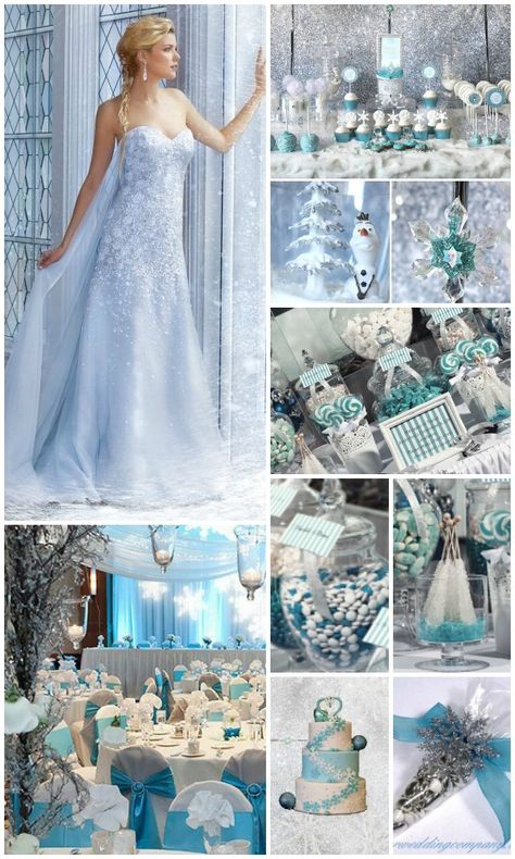 Top 6 Incredible Winter Wonderland Wedding Decorations Ideas :: ECINVITES.COM Winter Theme Wedding Dress, Disney Frozen Wedding, Frozen Themed Wedding, Winter Wonderland Wedding Bridesmaids, Winter Wedding Decorations Wonderland, Winter Wonderland Wedding Decorations, Winter Wonderland Wedding Cakes, Frozen Wedding Theme, Wonderland Wedding Decorations