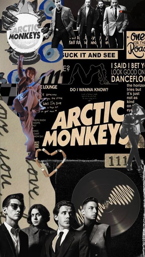 Indie Rock Wallpaper, Aesthetic Wallpaper Artic Monkeys, Indie Music Aesthetic Wallpaper, Music Wallpaper Artic Monkeys, Indie Rock Aesthetic, Rock Collage Wallpaper, Arctic Monkeys Shuffle, Feelings Book, Do I Wanna Know