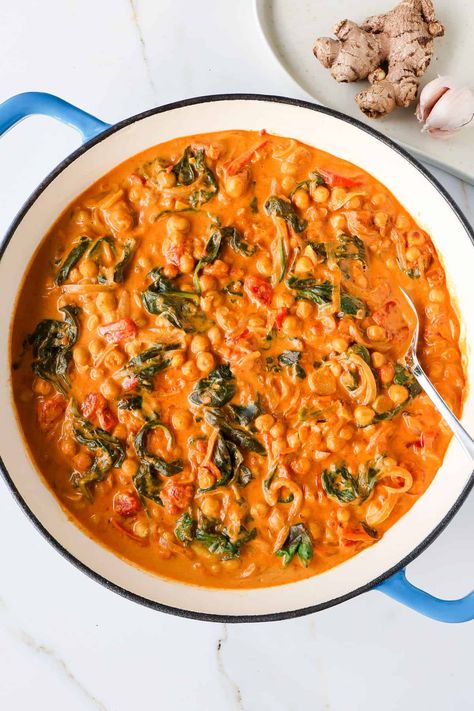 Chickpea Spinach Curry – Goodness Avenue Chickpea Spinach Curry, Chickpea And Spinach, Chickpea Spinach, Vegan Chickpea Curry, Chickpea And Spinach Curry, Lentil Dahl, Vegan Chickpea, Spinach Curry, Breakfast Hash