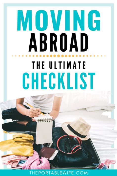 This moving abroad checklist covers all the essential things to do before moving to another country. From international moving tips to traveling with pets, my moving abroad guide will ensure you don’t forget anything! | Moving abroad packing | Moving abroad with kids | Moving overseas checklist | Living abroad tips | Moving abroad student | Moving abroad for a year | Moving abroad with pets | Things To Do Before Moving, Moving To Another Country, Abroad Packing List, Moving Countries, Moving Hacks Packing, Packing Moving, Moving To New Zealand, International Move, Moving Abroad