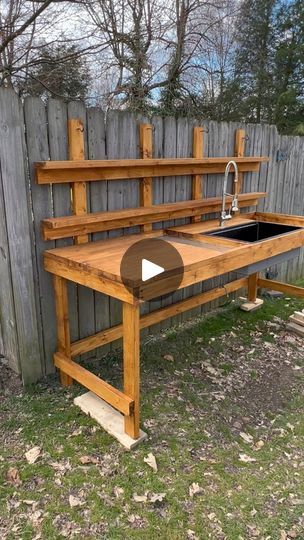 307K views · 4.7K reactions | When hubby understood the assignment! I love my new garden bench for rinsing and cleaning fruits and veggies! Plus, a potting area and shelves for storage. He brought my vision to life! He's the best ❤️ #garden #gardenbench #gardenlife #gardeninspiration #backyardgarden #homestead #gardening | Kristy Lea Simmons | Benson Boone · Beautiful Things Veggie Wash Station, Shelves For Plants Outdoor, Garden Wash Station, Garden Washing Station, Garden Table Ideas Outdoors, Potting Table Ideas, Potting Station Diy, Outdoor Potting Bench Ideas, Planting Bench