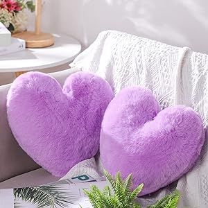 Fluffy Heart Pillow, Christmas Couch, Heart Shaped Pillow, Purple Room Decor, Purple Valentine, Shaped Pillows, Purple Throw, Purple Throw Pillows, Chenille Throw Pillows