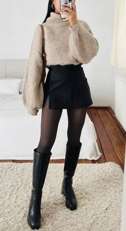 Dressy Autumn Outfits, Cute Dressy Winter Outfits, Semi Formal Date Night Outfit, Semi Winter Outfits, Fall Skirt Outfits 2023, Date Clothes Outfit Ideas, Semi Formal Winter Outfits, Dressy Winter Outfits Night, Cute Winter Dinner Outfits