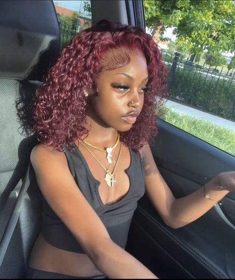 Bob Wet And Wavy Wig, Colored Curly Bob Wig, Deep Wave Bob Wig Side Part, 99j Curly Wig, Red Head Hairstyles Black Women, Burgundy Quick Weave Hairstyles, Burgundy Natural Hairstyles, Burgundy Flip Over Quick Weave, Bob Deep Wave Wig