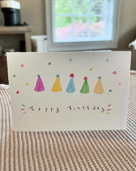 have a fun birthday coming up? no problem! a hand-painted card with a sweet note inside makes the best gift EVER🎉🧁 order your set of 4 cards today (includes taupe envelopes) dm for customization :) #etsy #etsyshop #etsywatercolor #etsywatercolorcard #etsyseller #watercolor #watercolorcards #custom #birthdaycards 2nd Birthday Card Ideas, Diy Fun Birthday Cards, First Birthday Watercolor Card, Birthday Card Simple Handmade, Diy Teacher Birthday Card, Watercolor Birthday Card For Boyfriend, Homemade Greeting Cards Ideas Simple, Aesthetic Homemade Birthday Cards, Homemade Birthday Cards Watercolor