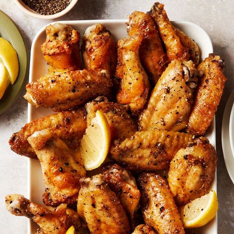 Lemon Pepper Wings Chicken Wing Flavors, Lemon Pepper Sauce, Best Marinara Sauce, Garlic Parmesan Wings, Wing Sauce Recipes, Lemon Pepper Wings, White Sauce Recipes, Lemon Pepper Chicken, Creole Recipes