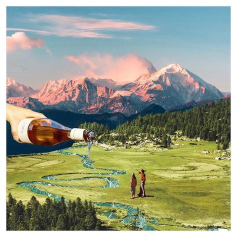 @naomiamberdawn Mountains Sticker, Surrealist Collage, Collage Creator, Surreal Collage Art, Edgar Allen, Nature Collage, Digital Collage Art, Allen Poe, Collage Art Projects