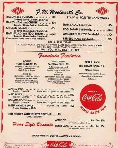 FW Woolworth Company - menu 1960's Main Street, Freeport, … | Flickr Ham Salad Recipe, Ham Salad Sandwich, Frito Pie Recipe, Ham Salad Recipes, Salmon Appetizer, Mcdonald Menu, Frito Pie, Ham Salad, Ham Sandwiches