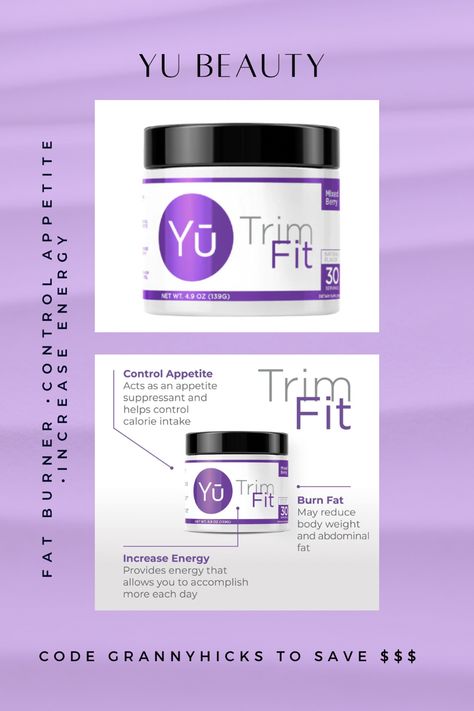 Save with code GRANNYHICKS. All new Trim Fit by Yu Beauty. This fat burner, energy giver, appetite suppressant will have you feeling great! #weightlossdrink #energy #fatloss #yubeauty #trimfit Yu Trim Fit, Bright Glowing Skin, Mild Acne, Control Cravings, Hair Skin And Nails, Collagen Supplements, Over Night, Abdominal Fat, Trim Fit