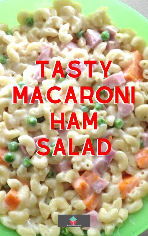 Tasty Macaroni Ham Salad. A simple and delicious recipe for macaroni ham salad, quick and easy to make, ideal as a side dish with a BBQ or main meal. Creamy, full of flavor and easily transportable for picnics too! Macaroni Ham Salad, Ham Pasta Salad, Macaroni Salad With Ham, Salad With Ham, Mayo Pasta Salad Recipes, Ham Salad Recipes, Super Salad, Easy Macaroni Salad, Cold Pasta Salad Recipes