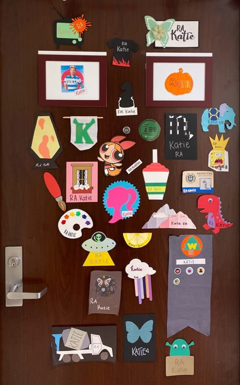 Up Door Decs, Door Tags Ra, Door Decorations Ra, Ra Event Ideas, Door Decs Ra, Residence Life Bulletin Boards, Resident Assistant Door Decs, Res Life Door Decs, Ra Door Tags