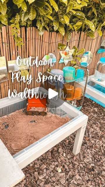 Becca | The Know & Play Space on Instagram: "Outdoor Play Space - Garden Walkthrough 🌿🌈☀️ • @theknowandplayspace   You’ve all wanted to see this year’s garden update, so here it is!  Play Spaces: • Wet Sand Tray • Dry Sand Tray • Water Tray & Water Wall • Art Easel • Playhouse • Mud Kitchen • Digging Bed • Gross Motor Space with Climbing Frame & Trampoline  The FULL walk and talk through is coming this evening on YouTube and all the links on a blog post tomorrow 😍  SAVE & SHARE 🌈  #toddlergarden #toddleractivities #toddlerplay #outdoorarea #eyfsoutdoors #outdoorplay #gardeninspo #kidsgarden #gardeninspiration #gardendesign #playathome #toddlerideas #eyfsinspiration" Sandpit Toys, Toddler Garden, Outdoor Play Space, Space Garden, Sand Tray, Wet Sand, Water Tray, Water Wall, Dry Sand