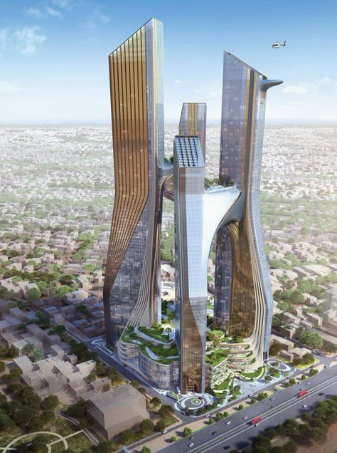 Futuristic Building, Future Buildings, Skyscraper Architecture, Architecture Building Design, Parametric Design, High Rise Building, Unique Architecture, Futuristic City, Futuristic Design