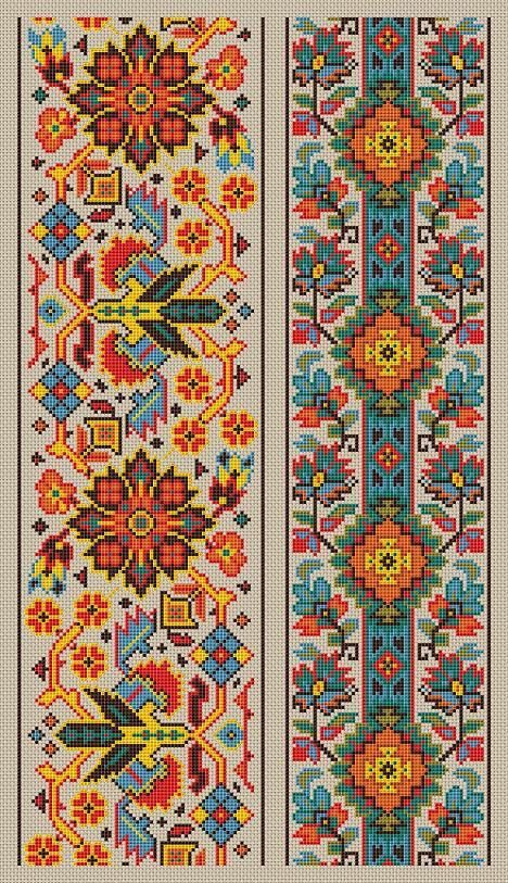 This cross stitch design is handmade and is re-charted from old Russian magazine dated 1897. فن النسيج, Locker Hooking, Vintage Borders, Colors And Patterns, Unique Embroidery, Pola Kristik, Cross Stitch Borders, Folk Embroidery, Crochet Borders