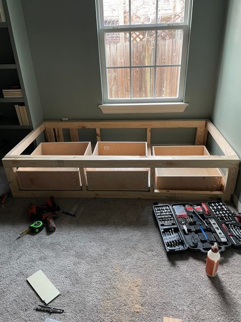 DIY Extendable Daybed, Twin to King – Rach Creates A Home Twin Bed Daybed Couch Diy Sofa, Expandable Twin To King Daybed, Day Bed Twin To King, Turn Twin Bed Into Day Bed, Day Bed To Queen, Diy Daybed With Storage, Twin Bed Couch Diy, Twin To King Bed Conversion, Diy Twin Bed Frame With Storage