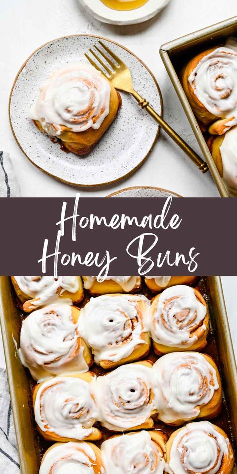 Honey Buns - I Heart Eating Honey Bun Recipe, Homemade Honey Buns, Quick Cinnamon Rolls, Sweet Roll Recipe, Breakfast Bread Recipes, Honey Bun, Butter Icing, Sweet Buns, Honey Buns