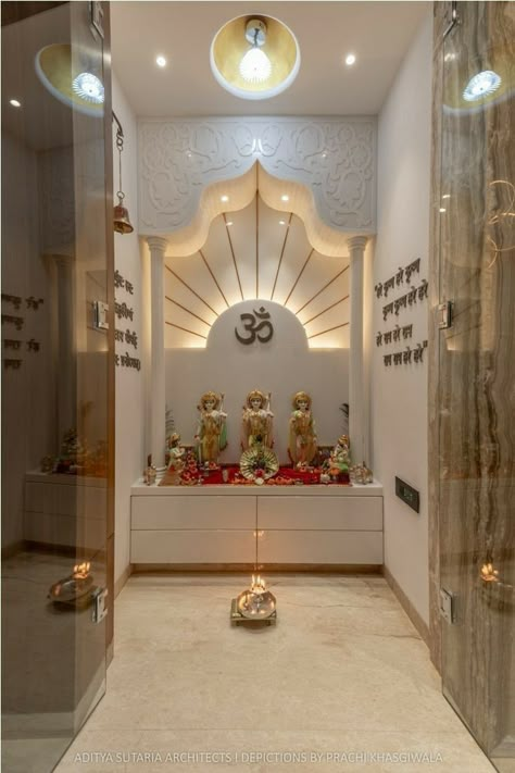 Pooja Cabinet, Mandir Interior, Mandir Ideas, Puja Unit, Big Temple, Pooja Door, Pooja Unit, Temple Room, Pooja Door Design