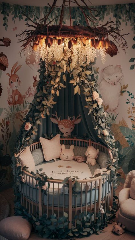 Create an elegant nursery with classic baby girl room ideas. Find timeless decor and design tips to make your baby girl's room special. Nursery Vaulted Ceiling, Fairy Nursery Ideas, Witchy Nursery Ideas, Magical Nursery Theme, Fairycore Nursery, Celtic Nursery, Diy Baby Nursery Ideas, Fairy Baby Room, Baby Things Aesthetic