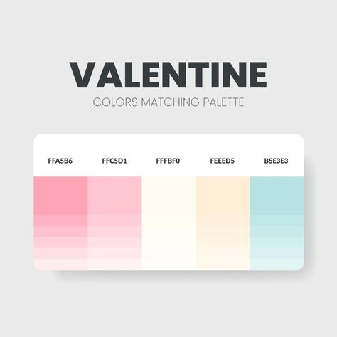 Valentine color palette or color schemes are trends combinations and palette guides. Example of table color shades in RGB and HEX. A color swatch for lovers of wedding fashion, home, interior design Valentine Color Palette, Table Color, Color Palette Pink, Valentine Coloring, Craft Club, Color Swatch, Wedding Fashion, Free Vectors, Photoshop Actions