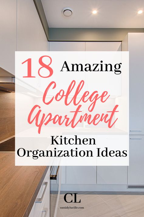 The BEST college apartment kitchen organization ideas. I am so obsessed with these must have college apartment kitchen hacks! #college #apartment #organization College Apartment Kitchen Decor, Apartment Kitchen Organization Ideas, College Apartment Kitchen, First College Apartment, Apartment Kitchen Organization, College Dorm Organization, College Kitchen, College Bedroom Apartment, Kitchen Tools Organization