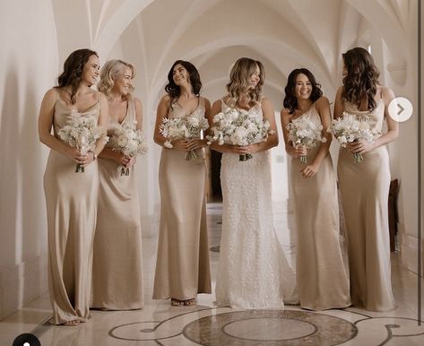 Dark Ivory Bridesmaid Dresses, Champagne And Cream Wedding Theme, Champagne Bridesmaid Dresses Winter, Champagne Color Palette Wedding Colour Schemes, Cream Wedding Theme, Boracay Wedding, Cute Bridesmaid Dresses, Orange Wedding Themes, Champagne Wedding Colors