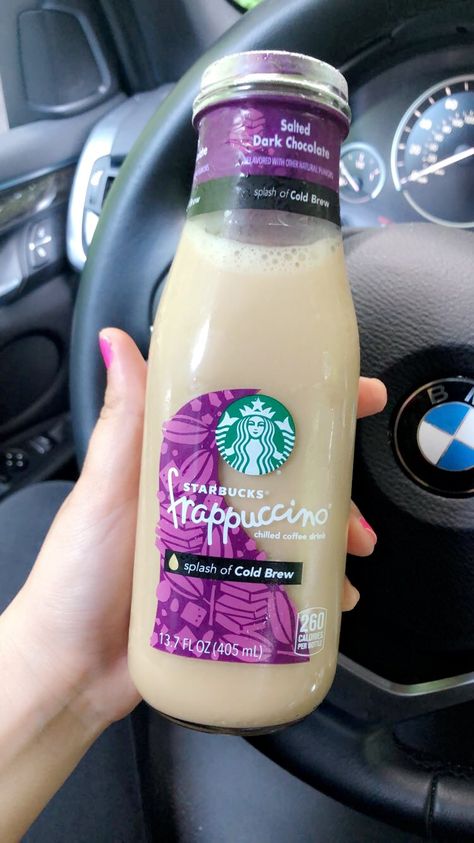 I tried the new Starbucks Salted Dark Chocolate w/ Splash of Cold Brew Drink!  #starbucks #coldbrew Starbucks Bottled Drinks, Kopi Starbucks, Starbucks Bottles, Drink Starbucks, Fast Food Drinks, Secret Starbucks Drinks, Road Trip Food, Starbucks Coffee Drinks, Colorful Drinks