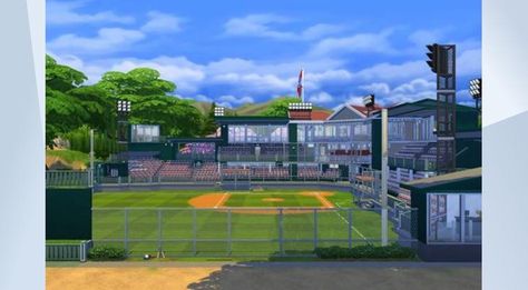 Sims 4 Stadium, Sims 4 Game Packs, Bloxburg School, Sims 4 Gallery, Baseball Park, Sports Stadium, Baseball Stadium, Football Stadiums, The Underground