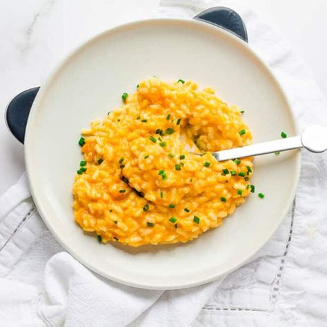 Cheesy Sweet Potato Risotto for Kids - Happy Veggie Kitchen Simple Risotto, Potato Risotto, Cheesy Sweet Potato, Sweet Potato Risotto, Kid Cooking, Easy Baby Food Recipes, Baby Recipes, Healthy Toddler Meals, Hidden Veggies