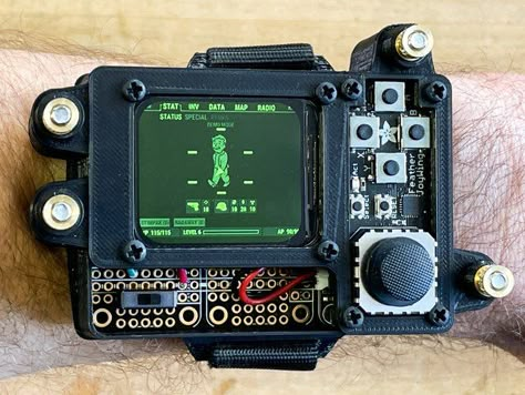 Build the Pip-Boy 2040 | Pip-Boy 2040 Wrist-Mounted Prop | Adafruit Learning System Arduino Art Projects, Cyberdeck Diy, Diy Gadgets Electronics, Best Arduino Projects, Diy Tech Gadgets, Cool Raspberry Pi Projects, Cool Arduino Projects, Watch Boy, Raspberry Pi Computer