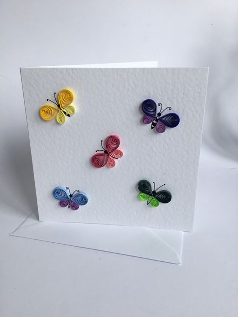 Quilled Butterfly, Quilling Birthday Cards, Quilling Butterfly, Diy Quilling Crafts, Paper Quilling For Beginners, Paper Quilling Cards, Paper Quilling Patterns, Quilled Jewellery, Quilled Creations