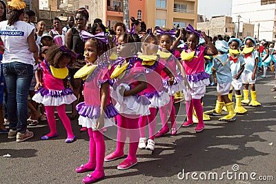 Group of schoolchildren. The annual Carnival in the capital on March 02, 2014 in Cape Verde, Praia. Cape Verde, The Capital, Carnival, Photo Image, Cape, Editorial, Stock Photos