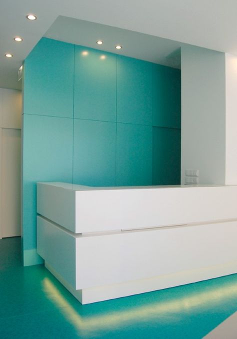 Dental Clinic, by David Cardoso & Joana Marques, in Porto, Portugal Dental Reception, Front Desk Design, Medical Clinic Design, Doctor Office Design, Dental Clinic Design, Medical Office Design, Kedokteran Gigi, Dental Office Decor, Dental Design