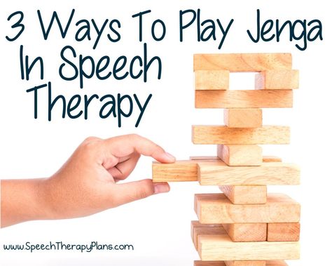 Speech Therapy Plans: Jenga In Speech Therapy Speech Games, Alternative Therapy, Jenga Game, Jenga Blocks, Slp Activities, Speech Path, Therapy Games, Whisky Tasting, Speech Activities