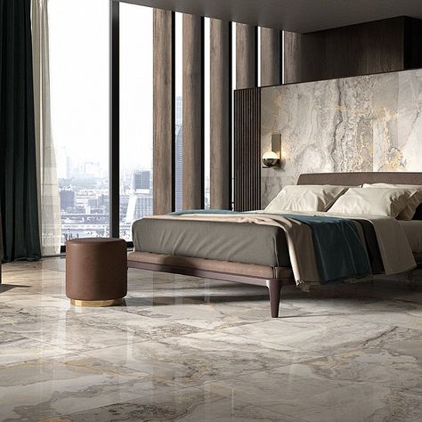 Lafaenza Ceramica Oro Porcelain stoneware for indoor floor tiles Marble Floor Bedroom, Grey Marble Floor, Marble Bedroom, Bedroom Tile, Marble Interior, Luxury Bedroom Decor, Sanctuary Bedroom, Living Modern, Luxurious Bedroom