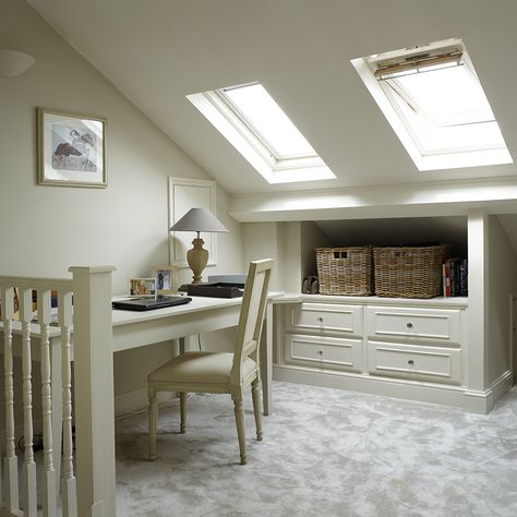 Attic rooms Loft Conversion Ideas, Small Attic Room, Loft Conversion Bedroom, Attic Office, Attic Bedroom Designs, Loft Conversions, Loft Office, Loft Ideas, Attic Conversion