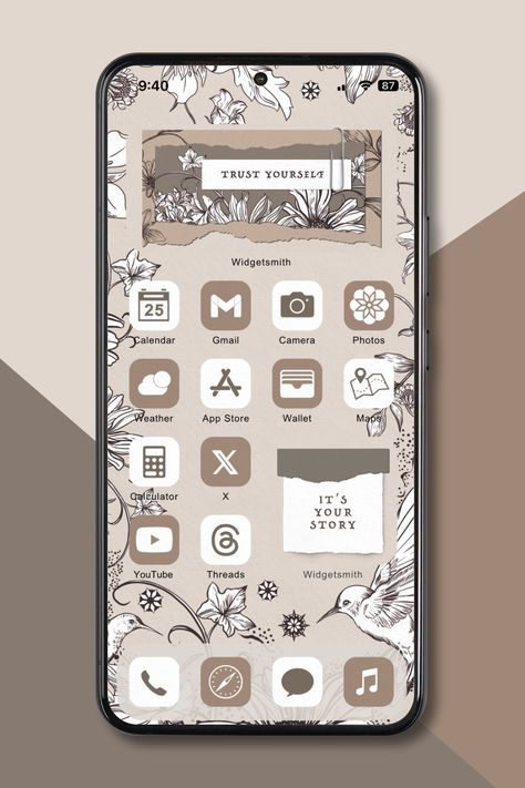 Aesthetic Phone Theme - Vintage Floral. The app icons, widgets, and phone wallpapers are all included in this theme pack. more designs at my shop. #phonetheme #iosicon #appicon #phonecustomisarion #ios18 #phonelayout #phoneaesthetic #iosidea Iphone Themes Aesthetic, Aesthetic Phone Theme, Phone App Icon, Wallpaper Widget, Theme Phone, Ios Theme, Theme Vintage, Icon Wallpaper, Phone Aesthetic